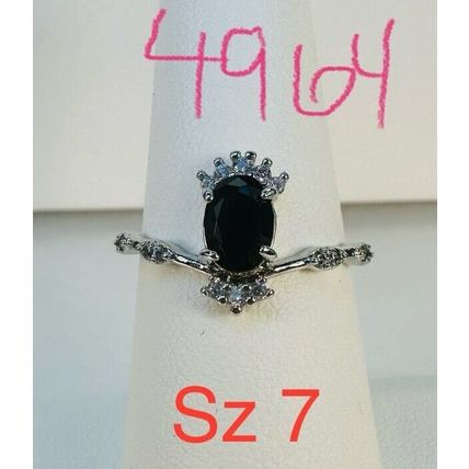 Ring Bomb Party Sz7 RBP Radiant Black Gem Rhodium P Band Costume Jewelry