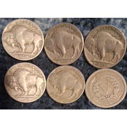 6 FULL DATE NICKLES 5 Indian Head / Buffalo: 1929 1935 1936x3 1 Barber: 1912