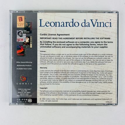 Leonardo Da Vinci PC CD Software Game Corbis