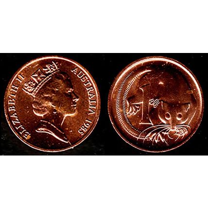 Australia One Cent 1985 Used. Coin Possum Queen Elizabeth II 1c QE II