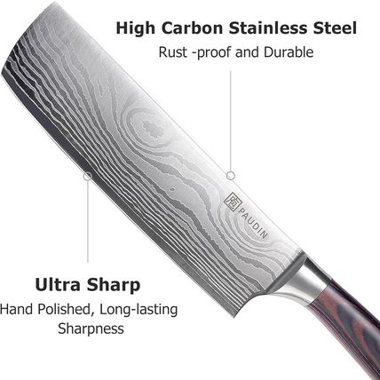 PAUDIN Nakiri Knife - 7" Razor Sharp Meat Cleaver and Vegetable Kitchen Knife, H