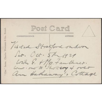 Ann Hathaway's Cottage, Stratford-on-Avon, 1929 - Charles Worcester RP Postcard