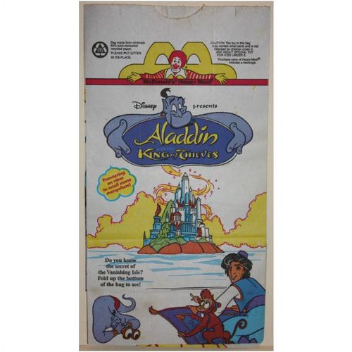 1996 McDonalds Disney's Aladdin & the King of Thieves Happy Meal Bag