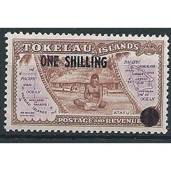 Tokelau Islands 1956 SG5 1/- on 1/2d Red-Brown & Purple Unmounted Mint .. ..