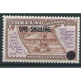 Tokelau Islands 1956 SG5 1/- on 1/2d Red-Brown & Purple Unmounted Mint .. ..