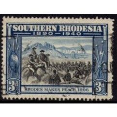 Southern Rhodesia KGVI 1940 BSAC Jubilee 3d Rhodes Used SG57 stamp