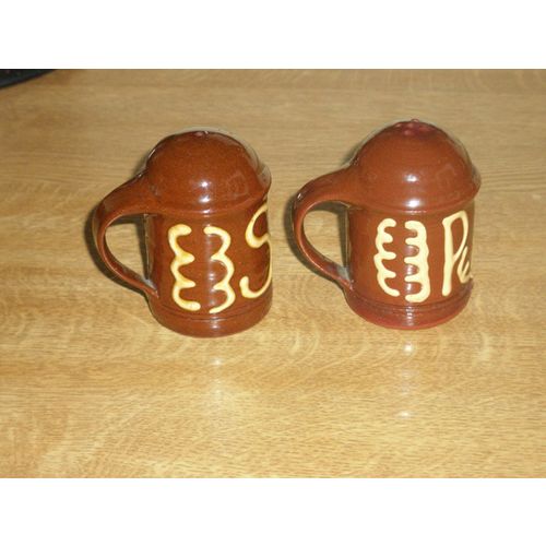 Guernsey Studio Pottery Slip Ware Salt & Pepper