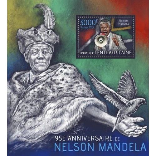 CENTRAL AFRICA 2013 SHEET MNH NELSON MANDELA NOBEL PRIZE 2A