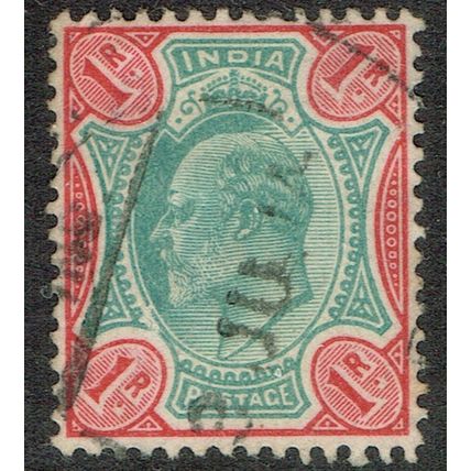 India 1902 1r Green and Scarlet SG137 FU