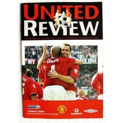2001 programme Manchester United v. Ipswich Town