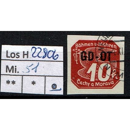 Los H22806: Böhmen & Mähren Mi. 51, gest.