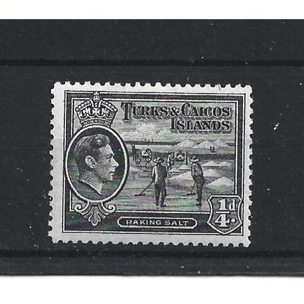 Turks&Caicos.SG194 1/4d Raking Salt (Black).Mounted Mint.Aug24x
