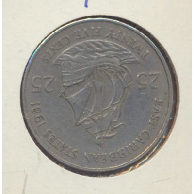 1981 East Caribbean States, 25 Cent Coin, Ungraded