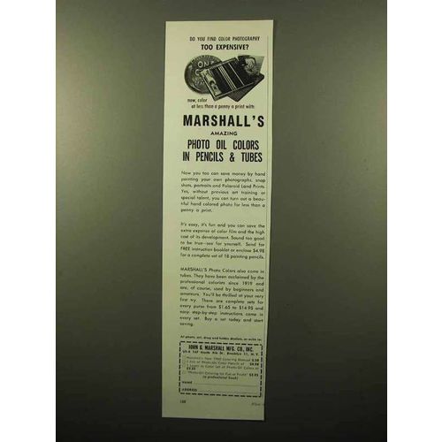 1960 Marshall's Photo Oil Colors Ad - Too Expensive?
