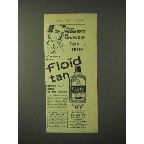 1960 Floid Tan Ad - From indoor white to Riviera Tan!