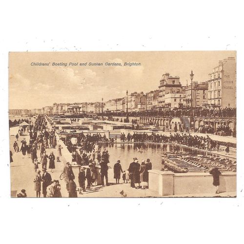 PRINTED POSTCARD CHILDREN'S BOATING POOL & SUNKEN GARDENS BRIGHTON SUSSEX (2095)