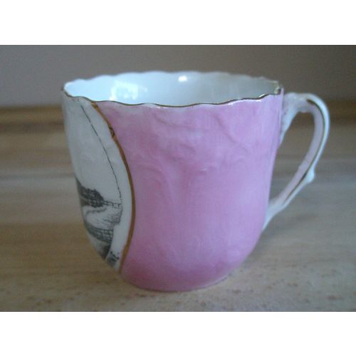 Victorian Tourist Ware Pink & White Cup - Grand Parade Eastbourne