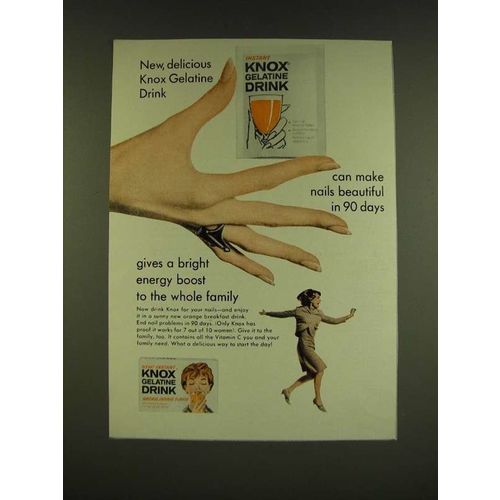1966 Knox Gelatine Drink Ad - Can make nails beautiful