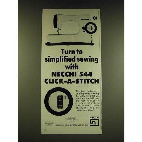 1966 Necchi 544 Click-a-stitch sewing machine Ad - turn to simplified sewing
