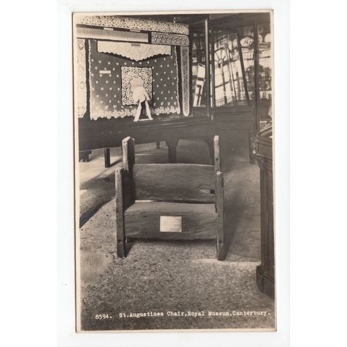 St Augustines Chair Royal Museum Canterbury Postcard RP Kent 8594