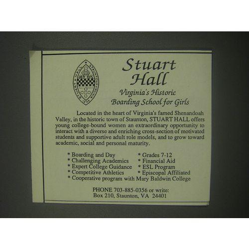 1991 Stuart Hall Boarding School for Girls Ad - Virginia's historic