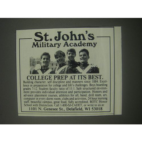 1991 St. John's Military Academy Advertisement - College prep at its best