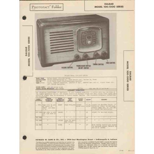 DALBAR model 100-1000 5 tube AM radio receiver Sams Photofact manual