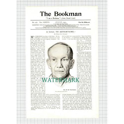 X1021) Mr H M Tomlinson Author - 1930 Article