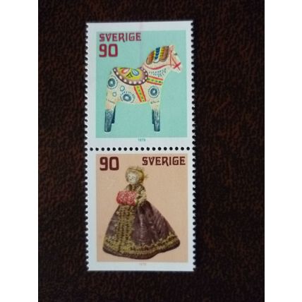 Sweden 1978 Christmas Old Toys set mint stamps SG982-7 horse flaw error