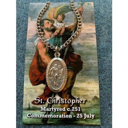 St. Christopher Basketball Medal Necklace with Two Free Prayer Cards.