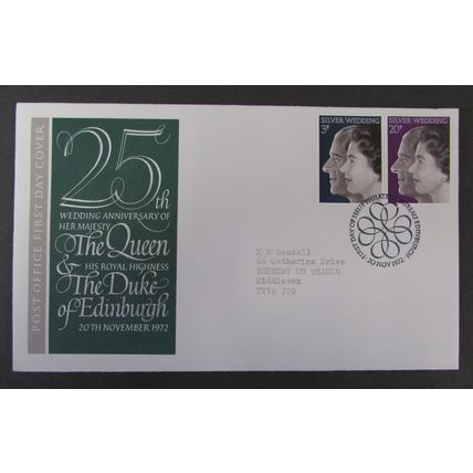 POST OFFICE - ROYAL SILVER WEDDING FIRST DAY COVER 1972 (d)