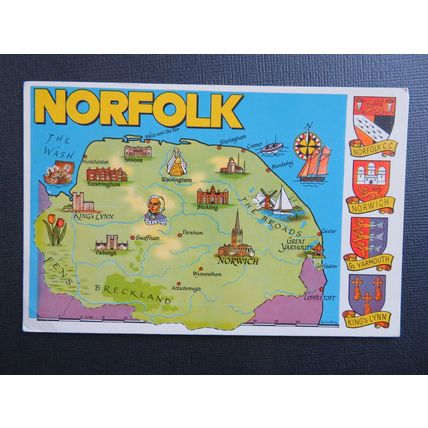 Norfolk Map Postcard #1