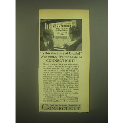 1945 Connecticut Development Commission Ad - Is this the State of Utopia?