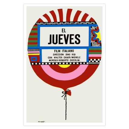 Spanish movie Poster for Italian film El JUEVES.Thursday Balloon.Home Decor Art.
