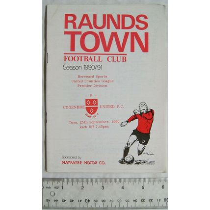 1990 programme Raunds Town v. Cogenhoe United