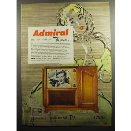 1951 Admiral Television Ad - Admiral clearest picture in television