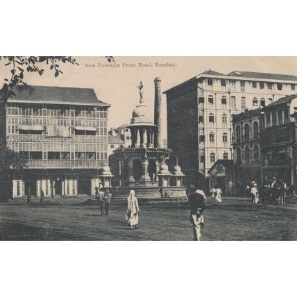 India Old Postcard New Fountain Frere Road Bombay Street Scene Postcard