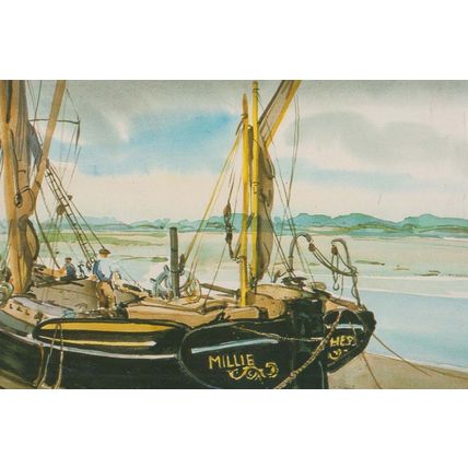 Manningtree Painting Boat Harbour Victorian View Limited Essex Library Postcard