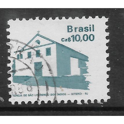 BRAZIL 1986 BUILDINGS 10CZ BLUE ST LAWRENCE OF THE INDIANS CHURCH FINE USED