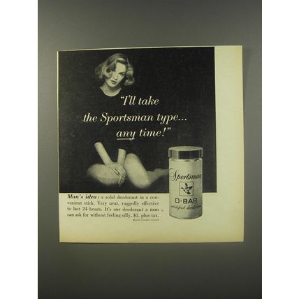 1956 Richard Hudnut Sportsman D-Bar Deodorant Advertisement