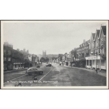 St Peter's Church, High Street, Marlborough, Wiltshire, c.1950s - TVAP Postcard