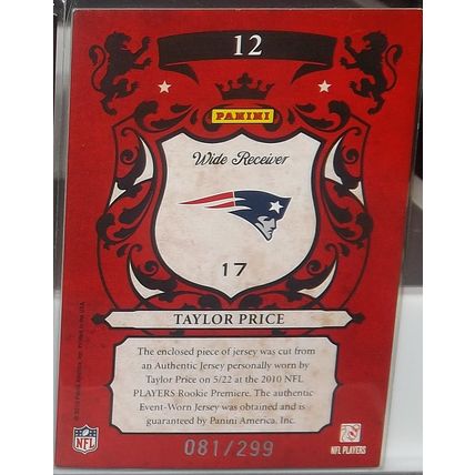 2010 Crown Royale SHANE VEREEN (Patriots) Rookie Royalty Materials #12 81/299