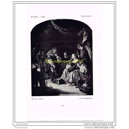 MUSICAL PARTY, P VAN SLINGELANDT, DUTCH, c1675, BOOK ILLUSTRATION