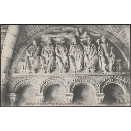 Carvings on Doorway of Malmesbury Abbey, Wiltshire, c.1905 - Wilkinson Postcard