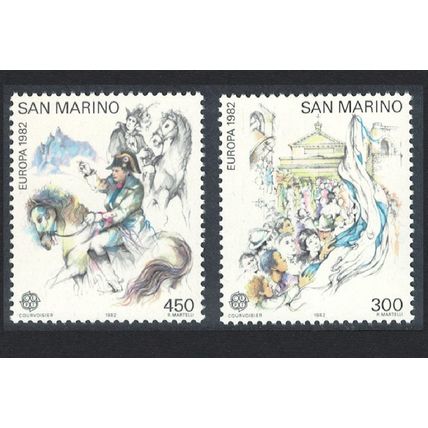 San Marino Horses Napoleon Historic Events Europa 2v 1982 MNH SG#1179-1180