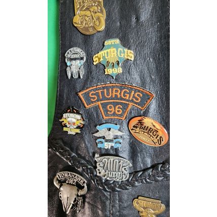 Unik Black Leather Biker Riding Vest Harley Davidson patches XXL HOG Motorcycle