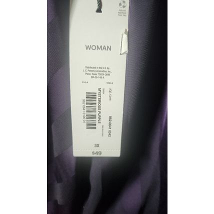 Liz Claiborne Purple Black Striped Dress Shirt Round Neck Long Sleeve Size 3x