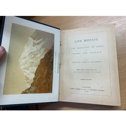 1880 "LIFE MOSIAC" FRANCES RIDLEY HAVERGAL ILLUSTRATED LARGE ANTIQUE BOOK (P5)