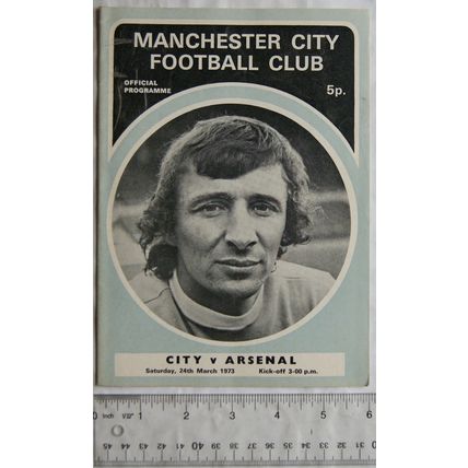1973 programme Manchester City v. Arsenal, 24/3