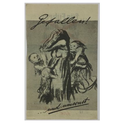 WW2 American Air Drop Leaflet Illustrated by K. Kollwitz. - Code USG.19. - 1943.
